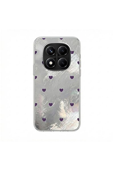 Zebana Xiaomi Redmi Note 15 Pro 5G Uyumlu Kılıf Pink Heart Silikon Kılıf Lila