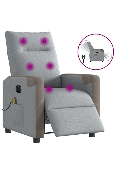 vidaxl Fotoliu electric de masaj rabatabil, gri deschis, microfibră