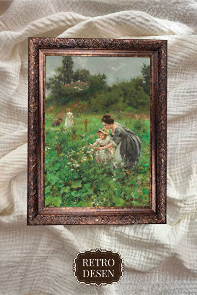 Retro Çerçeveli Tablo, Aile Portre Tablosu, Vintage Sanatsal Baskı, Duvar Dek...