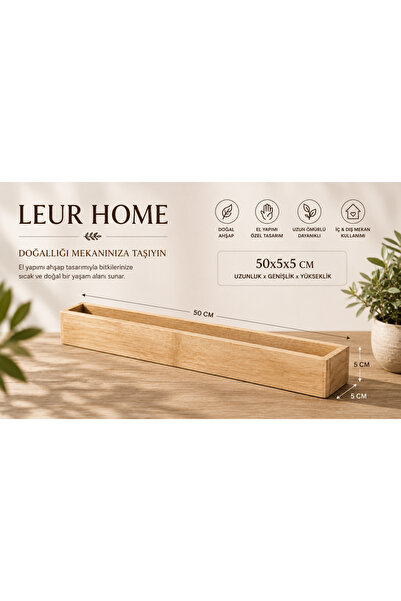 Leur Home Premium Wooden Decorative Box Flower Pot 50X5X5 cm Modern Home Decor
