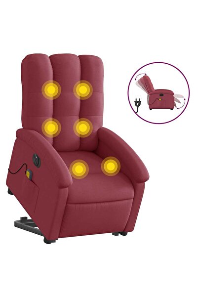 vidaxl Fotoliu de masaj electric rabatabil cu ridicare roșu vin textil