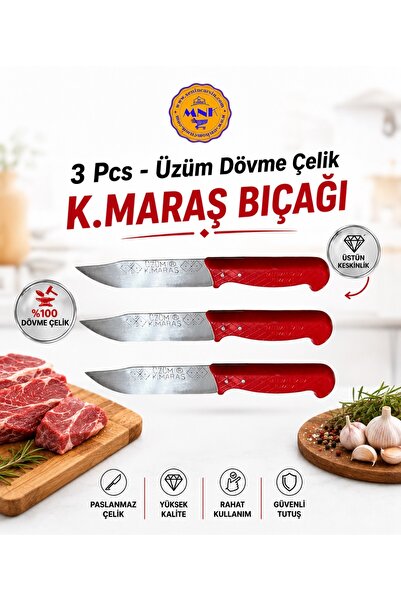Üzüm Kahramanmaraş Dövme çelik , Mutfak bıçağı / Et Bıçağı - Büyük boy / 3 Adet