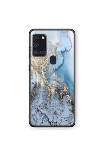 Other Samsung A21S Marble Gold Design Black Glossy Θήκη