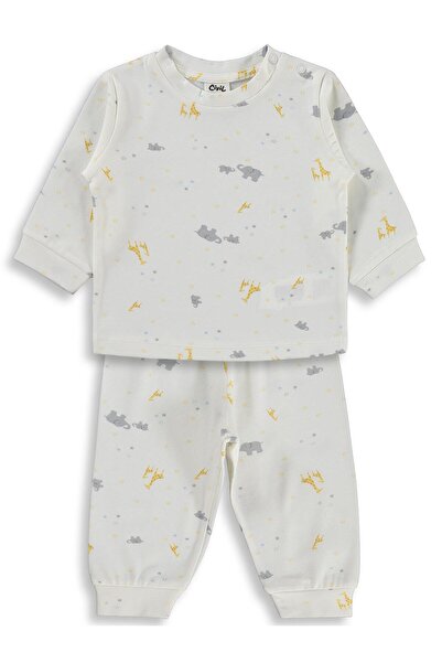 Civil Baby Giraffe and Elephant 6-18 Months Pajama Set - Ecru