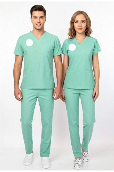 Nur Medikal Giyim Unisex Mint Green New Regulation Compliant Embroidered Fami...