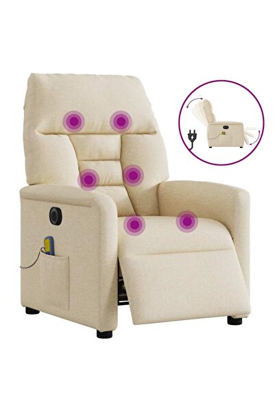 vidaxl Fotoliu electric de masaj rabatabil, crem, textil