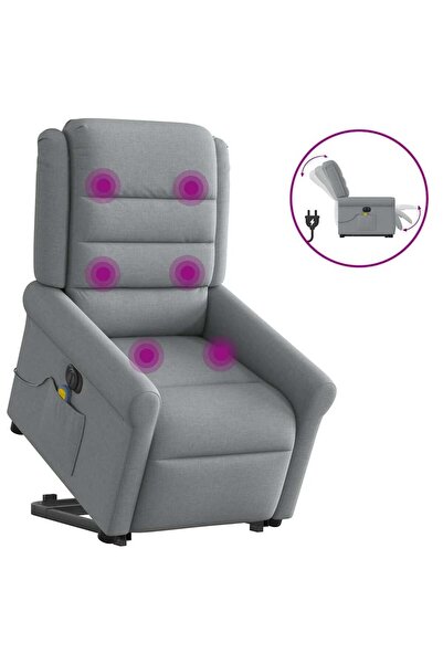vidaxl Fotoliu electric masaj rabatabil cu ridicare, gri închis textil
