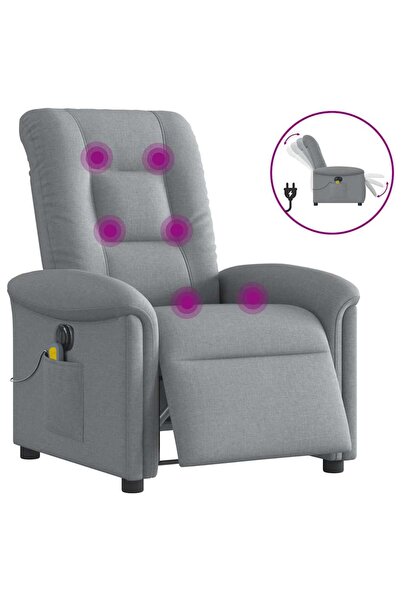 vidaxl Fotoliu electric de masaj rabatabil, gri deschis, microfibră