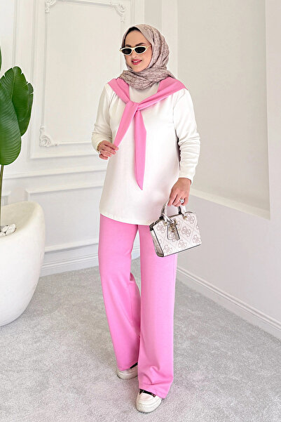 Balenbi Women's Modal Fabric Hijab Hijab Sweatshirt Set Pink 1212