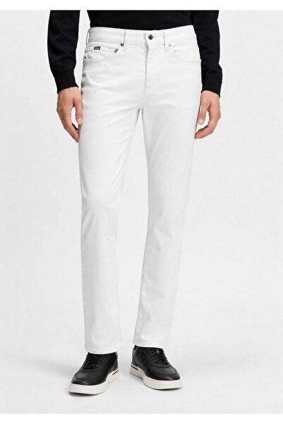BOSS Men's Regular Fit Straight Leg White Jeans