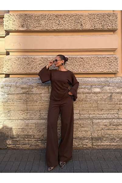 Butik Brown Modern Cut-Out Tie-Back Top and Bottom Set