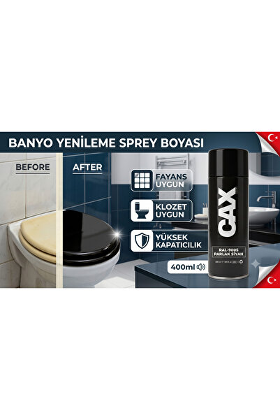 caxcolors CAX VERNİKLİ Suya Dayanıklı Banyo Fayans Klozet Yenileme Sprey Boya...