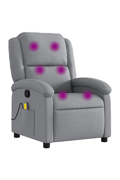 vidaxl Fotoliu de masaj rabatabil, gri deschis, textil