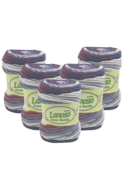 Lanoso 5 bucăți Cazz Batik (702) 100% acrilic, fir pentru tricotat manual, fi...