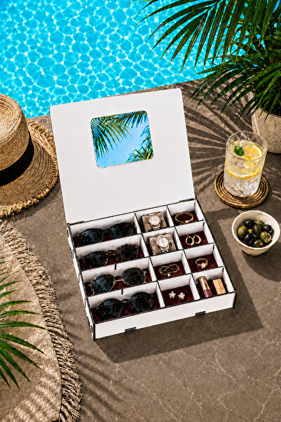 Mingitav Treyo Wooden Sunglasses, Jewelry & Makeup Organizer – Drawer Glasses...