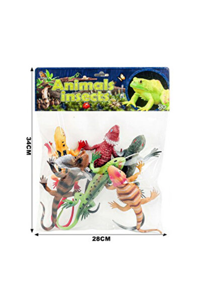 PlayFun Jucărie Set 6 Reptile mari cauciuc, 23 cm Interactiv Cadou Copii