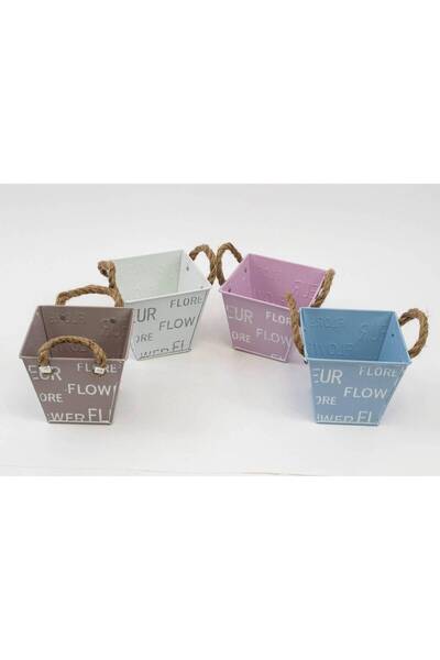 OEM Metal Bucket Square Flower Pot Flower 12x8x11 Blue