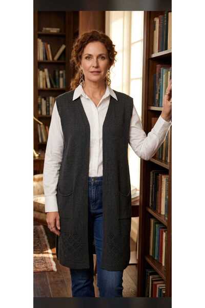 shine MEVSİMLİK ANTRASİT KOLSUZ ANNE YELEK