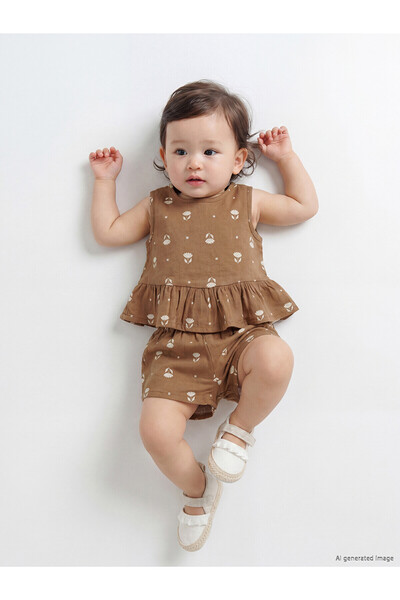 LC Waikiki Nevavm Floral Baby Girl Blouse and Shorts Set with Difference