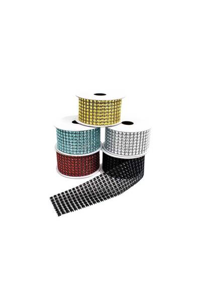 OEM Rhinestone Ribbon 4 Cm/2.2 M (Top Bottom Set of 3) Silver