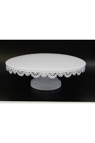 OEM Round Lace Metal Cake Plate 35cm White