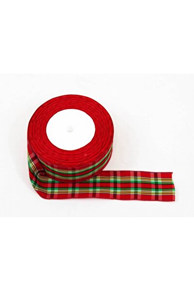 OEM Checkered Textile Ribbon 4cm 22meters Red Green