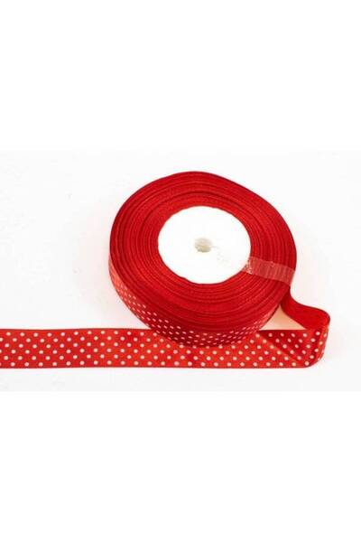 OEM Satin Ribbon With Polka Dots 2.5cm/45m Red