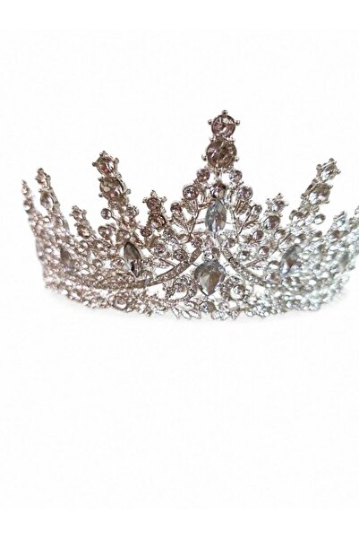 OEM Dramatic high silver tiara with clear crystals only