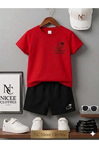 NC Nicee Clothes LETNJA DEČJA MAJICA I KRATKE HLAČE UNISEKS (CRNE SA ŠTAMPOM ...