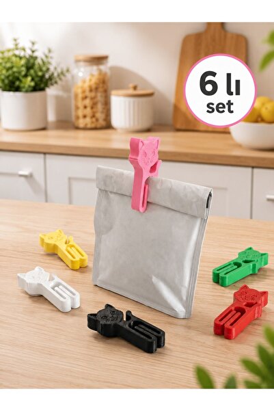 Aksefuar Lazer 6-Piece Cute Cat Bag Clips |   Food Storage Latch Freshness Pr...