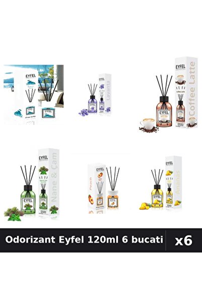 Eyfel Set 6 Odorizante Camera Betisoare - 6 Arome Asortate, 120ml Parfum