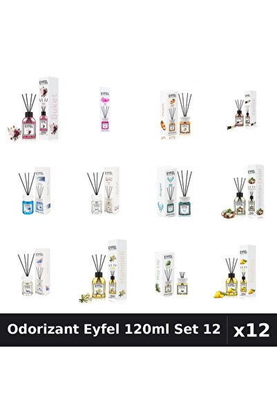 Eyfel Set 12 Odorizant Camera Betisoare 120ml - 12 Arome Asortate, Parfum Intens