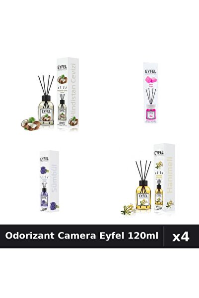 Eyfel Set 4 Odorizant Camera Betisoare 120ml - Cocos, Bubble Gum, Zambile, Ma...