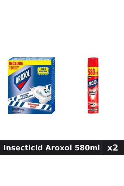 Aroxol Set 2 Insecticid - Pastile Anti-Insecte, Spray 580ml - Protectie Gandaci