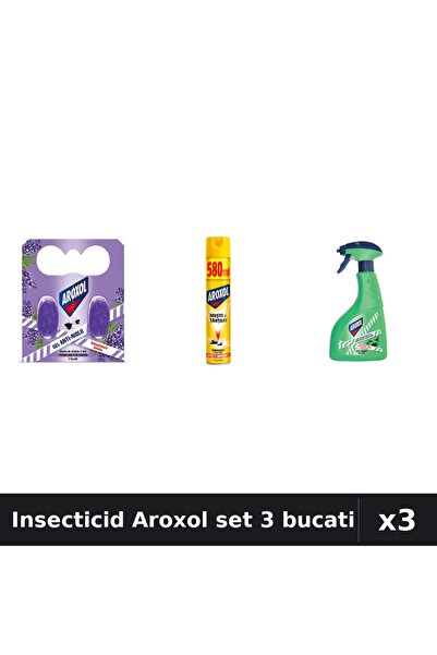 Aroxol Set 3 Spray Insecticid 2 bucati, 400ml, 580ml - Anti Insecte Eficient