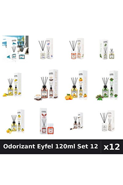 Eyfel Set 12 Odorizante Camera Betisoare 120ml - 12 Arome Asortate, Ocean, Ca...
