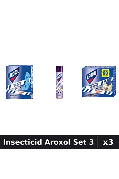 Aroxol Set 3 Insecticid - Spray 250ml, Pastile 30buc, Aparat 45 nopti