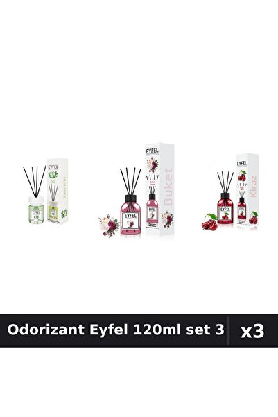 Eyfel Set 3 Odorizant Camera Betisoare 120ml - Iasomie, Bouquet, Cirese