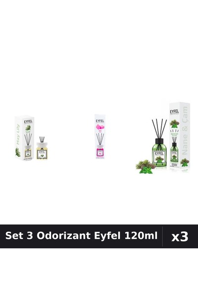 Eyfel Set 3 Odorizante Camera Betisoare, Bubble Gum, Lacramioare, Pin Si Ment...