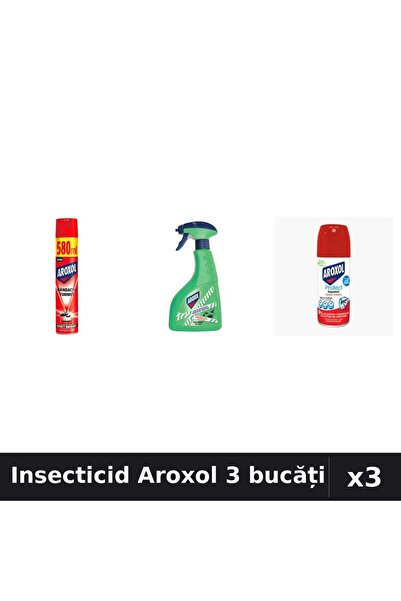 Aroxol Set 3 Spray Insecticid 100ml, 400ml, 580ml - Protecție Casa Eficientă