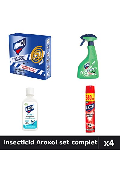 Aroxol Set 4 Insecticid - Spray 400ml, 580ml, Pastile 10 buc, Loțiune 85ml