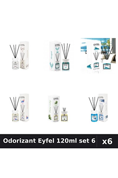 Eyfel Set 6 Odorizante Camera Betisoare 120ml - Angel, Bumbac, Ocean, Orhidee...