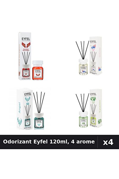 Eyfel Set 4 Odorizant Camera Betisoare 120ml - Angel, Iasomie, Orhidee, Red D...