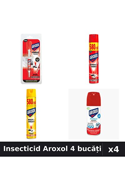 Aroxol Set 4 Insecticid - Pastile 5g și Spray 580ml + 100ml - Anti Insecte
