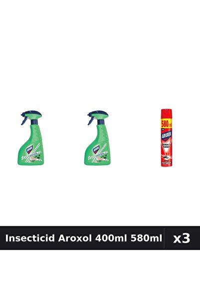 Aroxol Set 3 Spray Insecticid 400ml și 580ml - Anti Gandaci, Țânțari, Muste