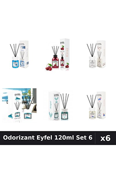 Eyfel Set 6 Odorizante Camera Betisoare 120ml - 6 Arome Asortate, Parfum Intens