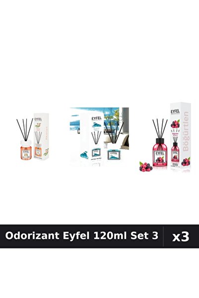 Eyfel Set 3 Odorizant Camera Betisoare 120ml - Acacia, Ocean, Fructe Pădure