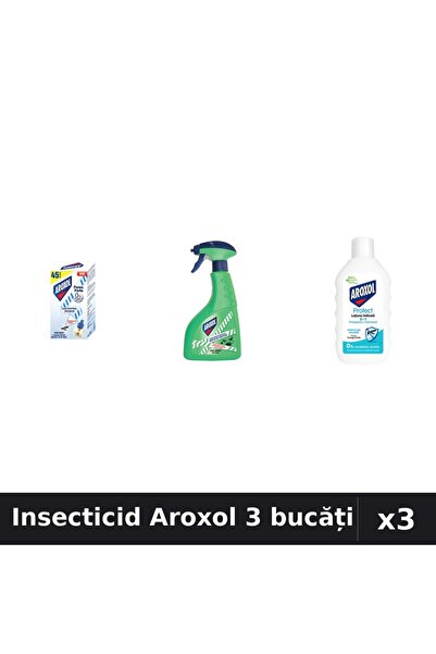 Aroxol Set 3 Insecticid - Aparat Electric, Spray 400ml, Loțiune 200ml - Prote...