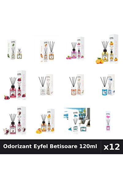 Eyfel Set 12 Odorizant Camera Betisoare 120ml - 12 Arome Asortate, Parfum Intens