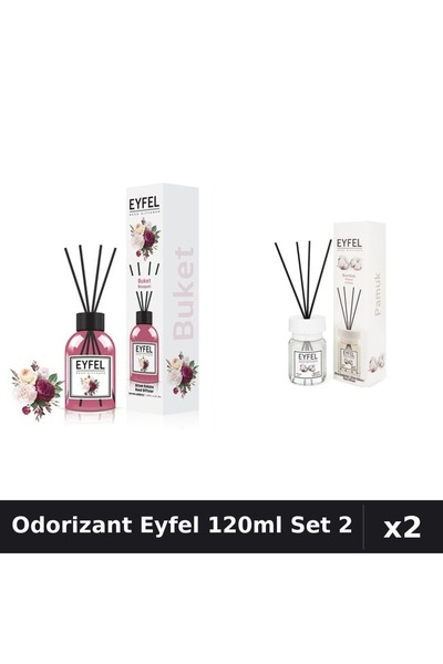 Eyfel Set 2 Odorizante Camera Betisoare - Bouquet, Bumbac - 120ml Parfum